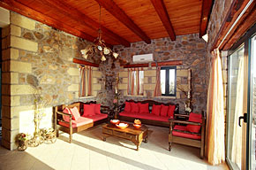 Smart modern decor and furnishings with traditional Cretan stone and wood construction